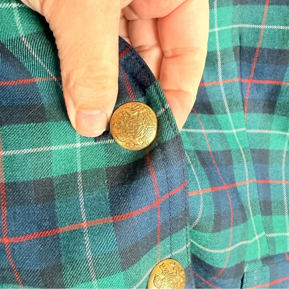 J.Crew Green Navy And Green Tartan Plaid Wool Blazer